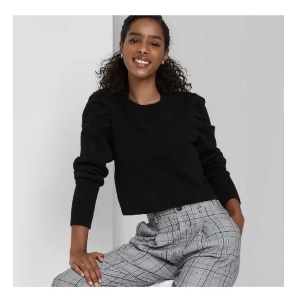 WOMEN'S CREWNECK PULLOVER SWEATER- WILD FABLE Black Extra Large NWT Soft Cozy